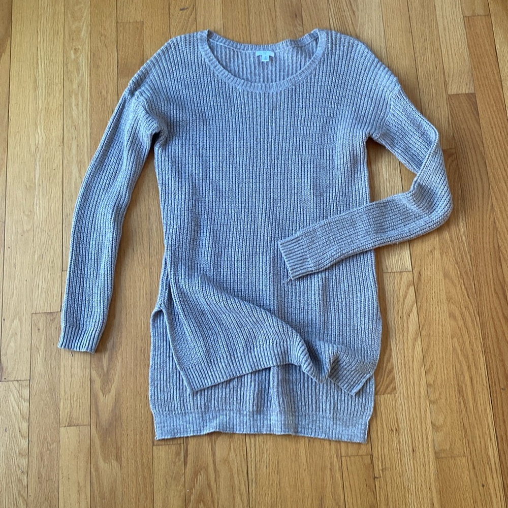 BP Nordstrom Grey Tunic Long Sleeve Sweater with Side Slits
